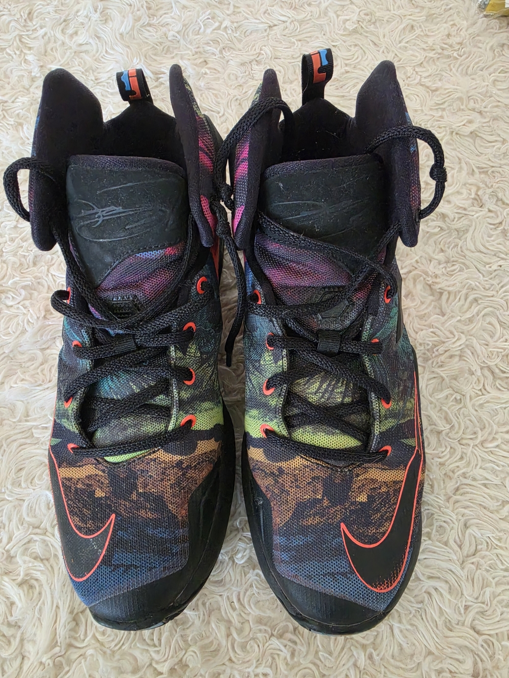 Nike Kids Black Sneakers with Neon Multicolor Accents
